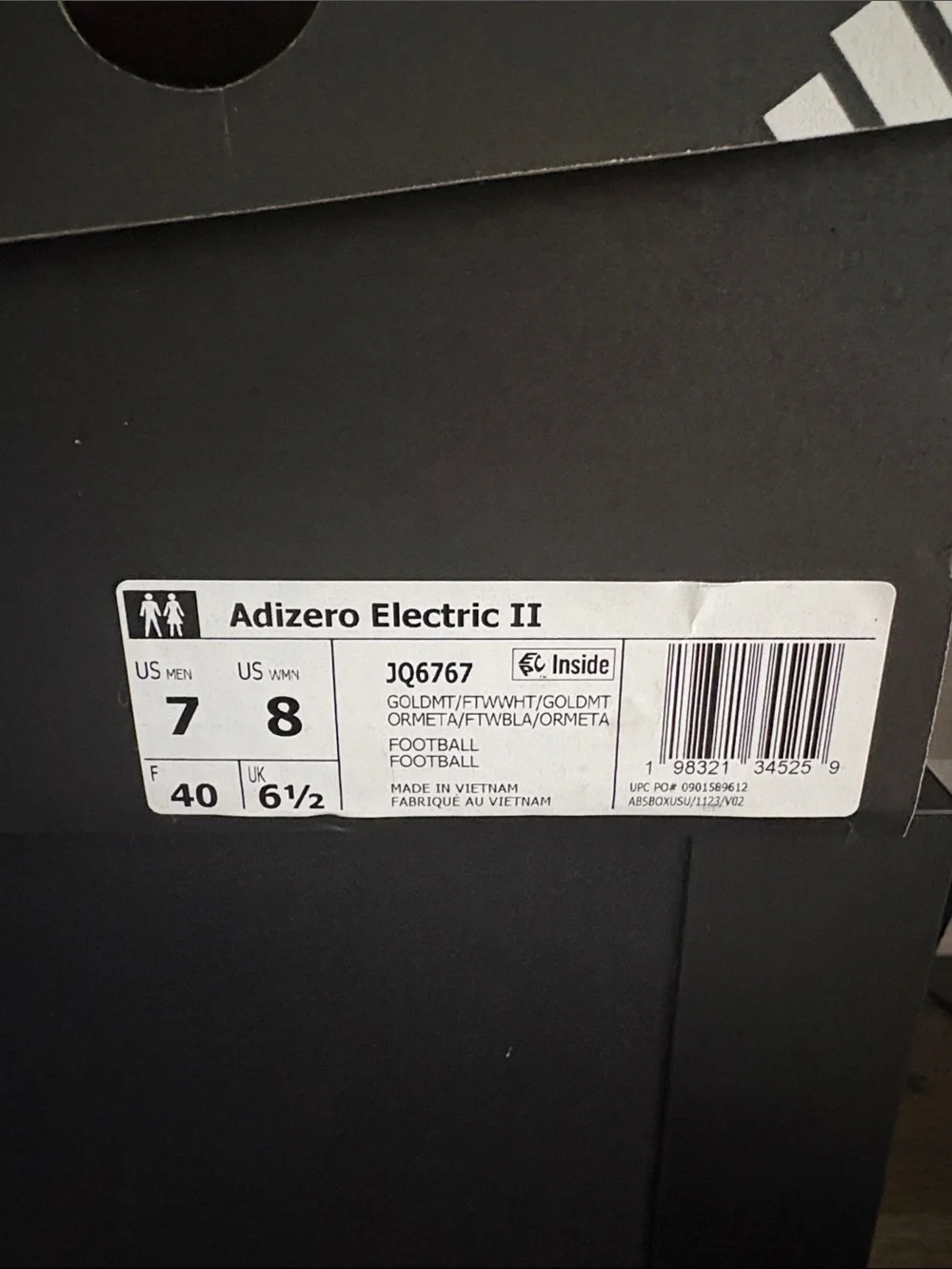 adidas Adizero Electric II Gold Metallic Football Cleats